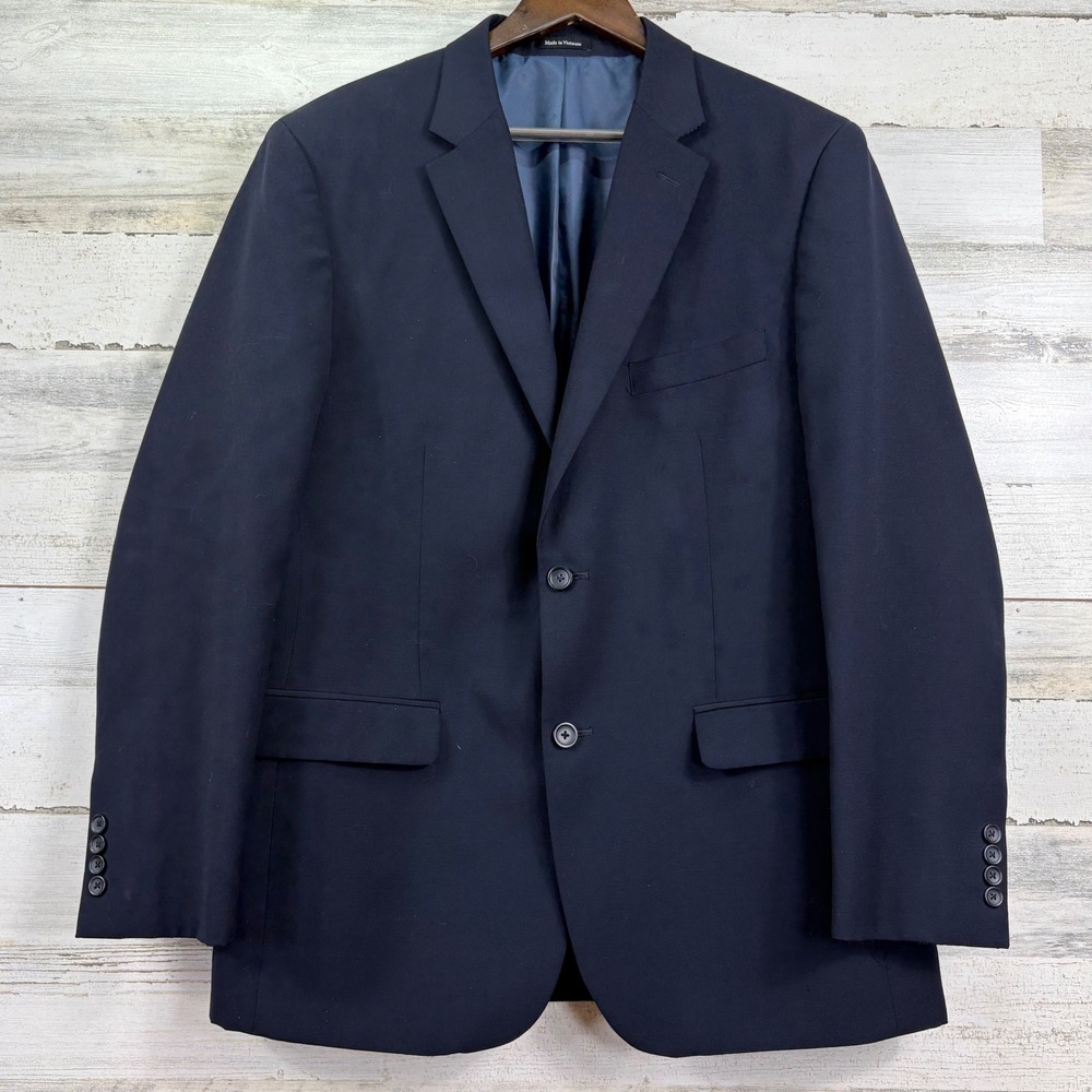 Pronto Uomo Navy Wool Blend Blazer Suit Jacket 44‎ Long Mens